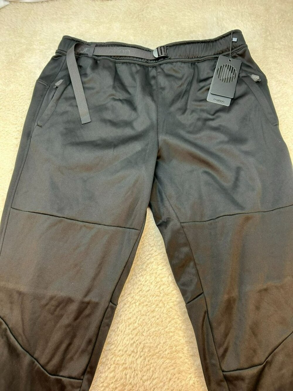 Motion Mens Tech Fleece Joggers Black Medium Elastic Waist Adjustable Belt NWT - Picture 4 of 4